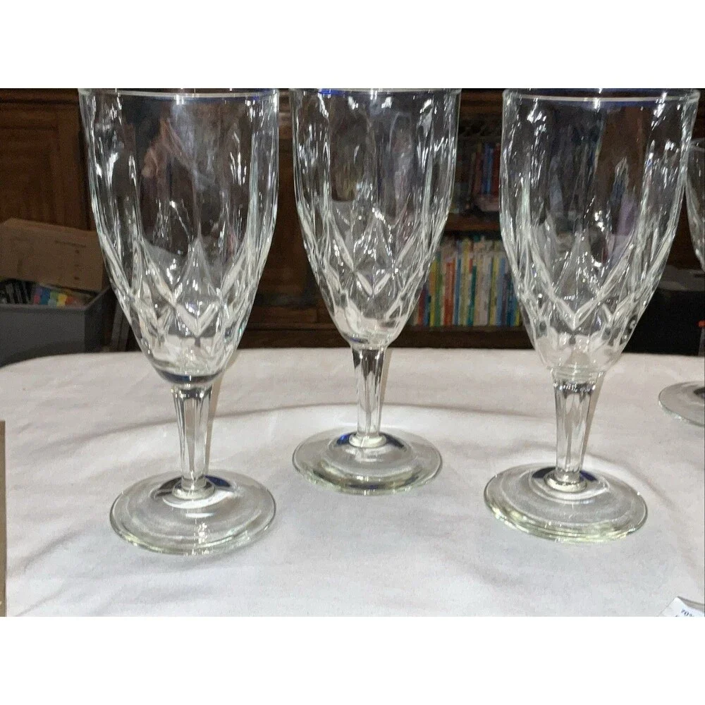 Anchor Hocking Glass CROWN POINT Diamond Champagne Footed Tumbler Goblet 1970’s